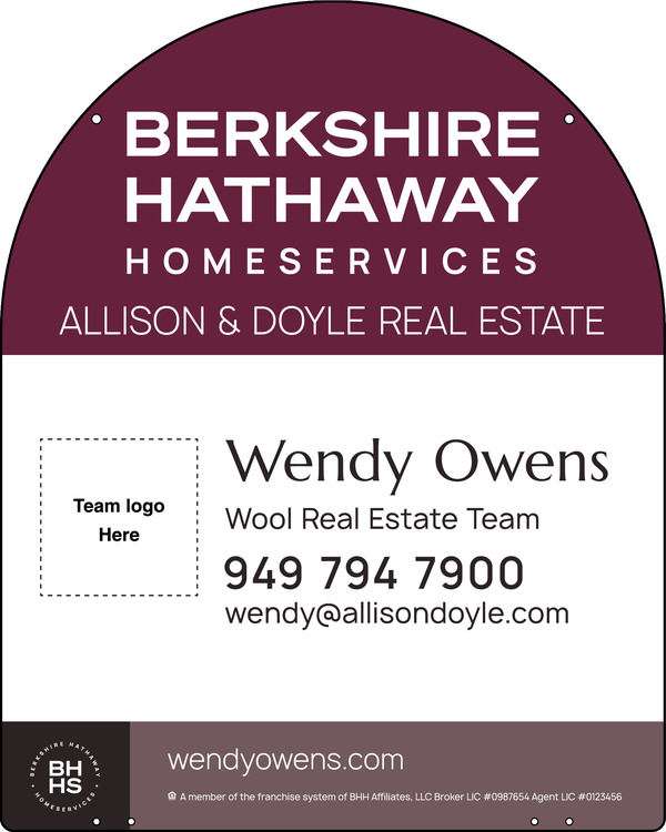 Reflective Hanging Arc Top Team Logo Sign Panel, 30"H X 24"W, 3mm Aluminum Composite