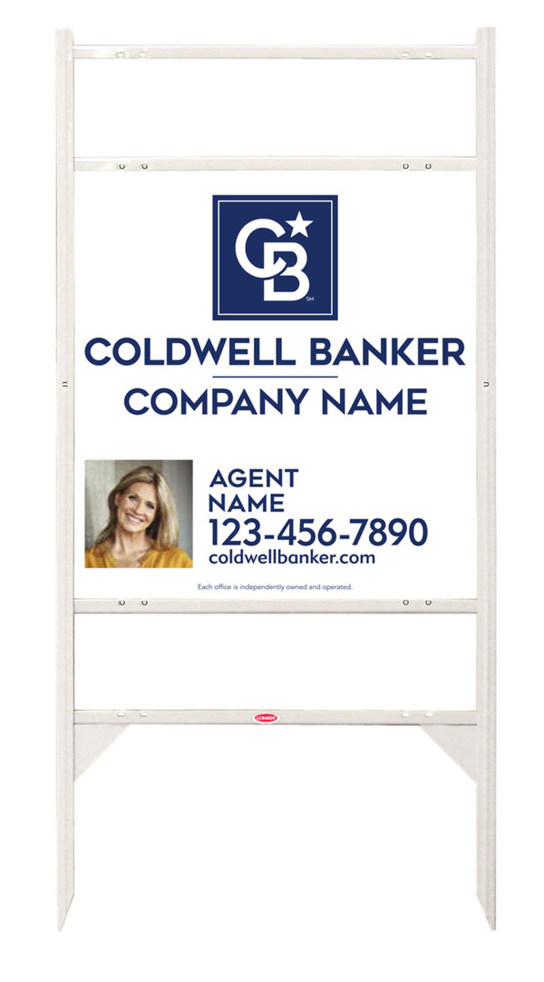 Angle Iron Frame W/ 2 Rider Inserts And Agent Photo Sign Panel Unit, 25"H X 24"W, Steel