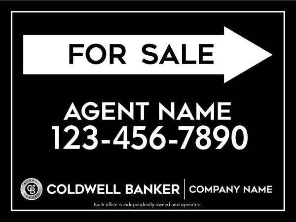 Directional Agent For Sale Sign Panel, 18"H X 24"W, 4mm Corrugated