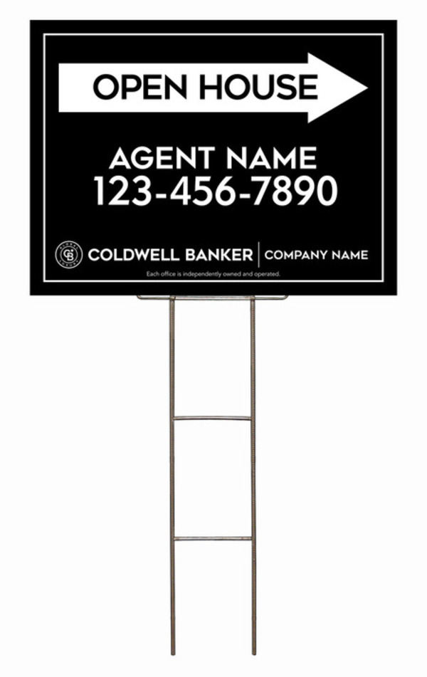 Wire H-Stake And Agent Open House Sign Panel Unit, 18"H X 24"W, 4mm Corrugated