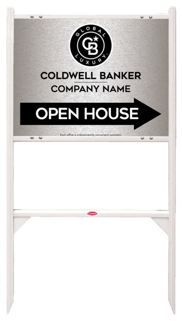 Angle Iron Frame And Office Open House Sign Panel Unit, 18"H X 24"W, Brushed Aluminum Composite