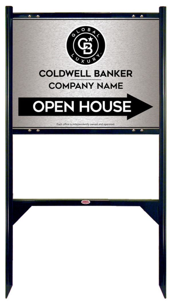 Angle Iron Frame And Office Open House Sign Panel Unit, 18"H X 24"W, Brushed Aluminum Composite