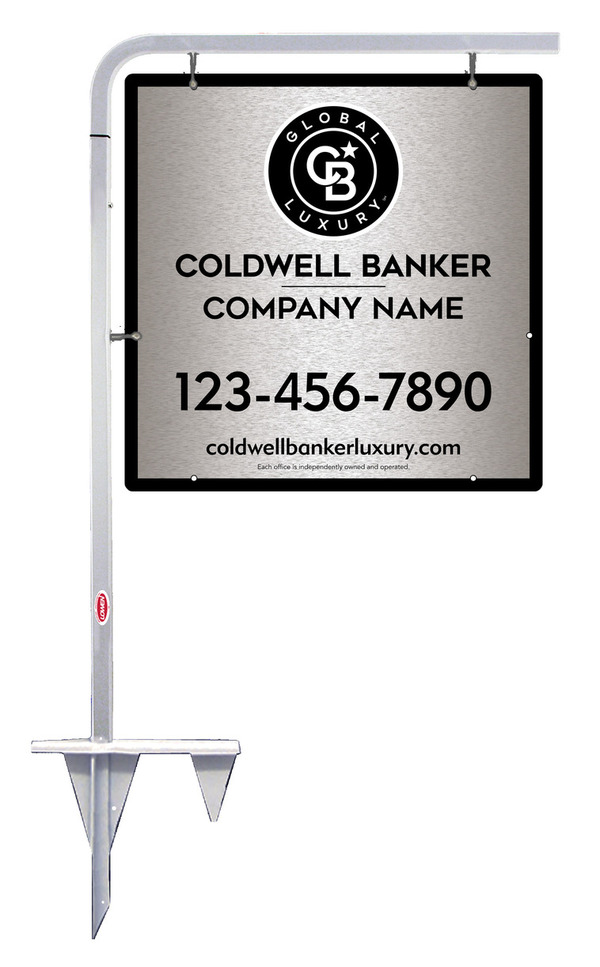 Tubular Stake And Office Sign Panel Unit, 24"H X 24"W, Brushed Aluminum Composite