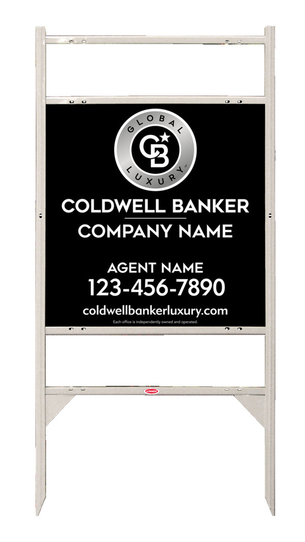 Angle Iron Frame W/ 2 Rider Inserts And Agent Sign Panel Unit, 24"H X 24"W, 3mm Aluminum Composite