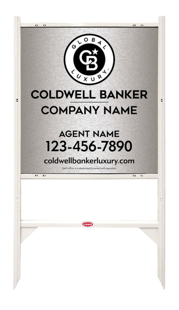 Angle Iron Frame And Agent Sign Panel Unit, 25"H X 24"W, Brushed Aluminum Composite