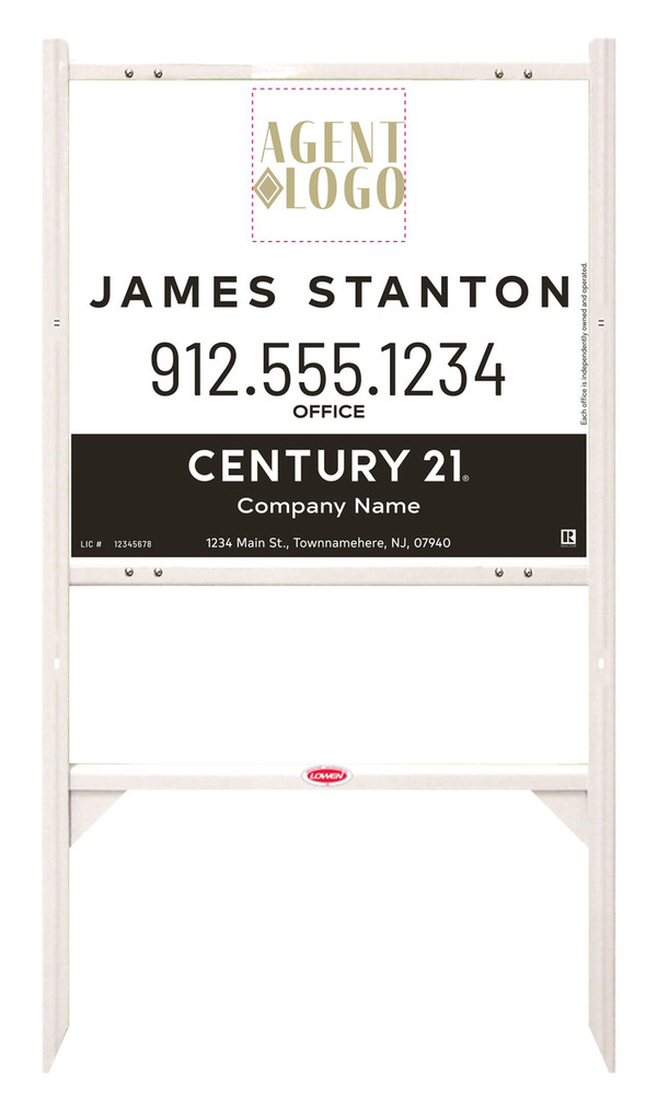Angle Iron Frame And Agent Logo Centric Sign Panel Unit, 22"H X 24"W