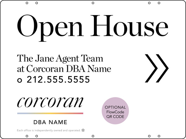 Directional Team Name Open House W/ Qr Flowcode Sign Panel, 18"H X 24"W, Steel