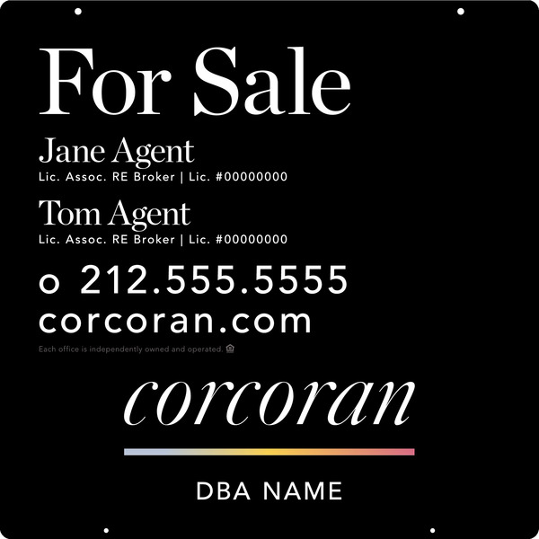 Two Agent Name Hanging Sign Panel, 24"H X 24"W, 3mm Aluminum Composite