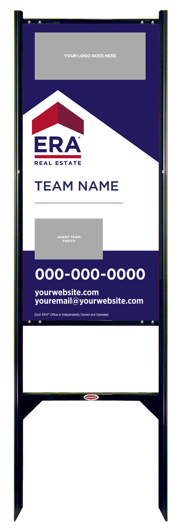 ERA&reg; Team Logo - Photo Angle Iron Frame and Sign Panel Unit, 36"h x 18"w, Steel