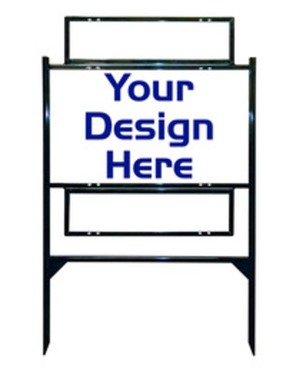 Independent 18h x 30w Angle Iron Yard Sign Unit with 2 Rider Inserts