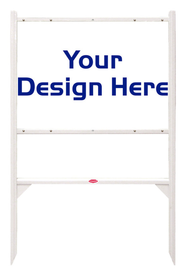 Independent real estate Angle Iron White sign Frame and panel unit, .090 polyethylene, 20"h x 28"w