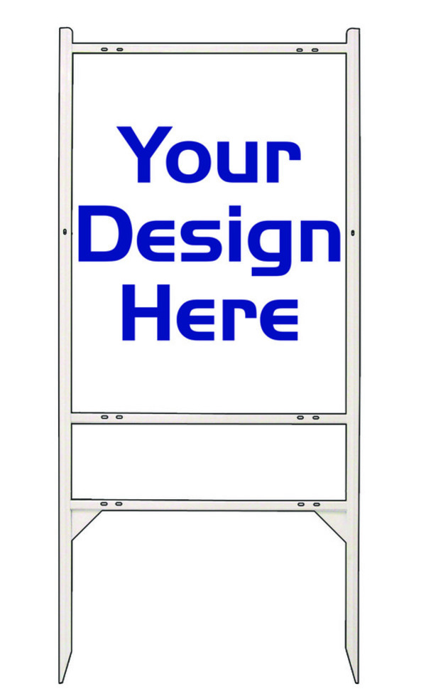 Independent Angle Iron Frame and Sign Panel Unit, 24"h x 18"w, White