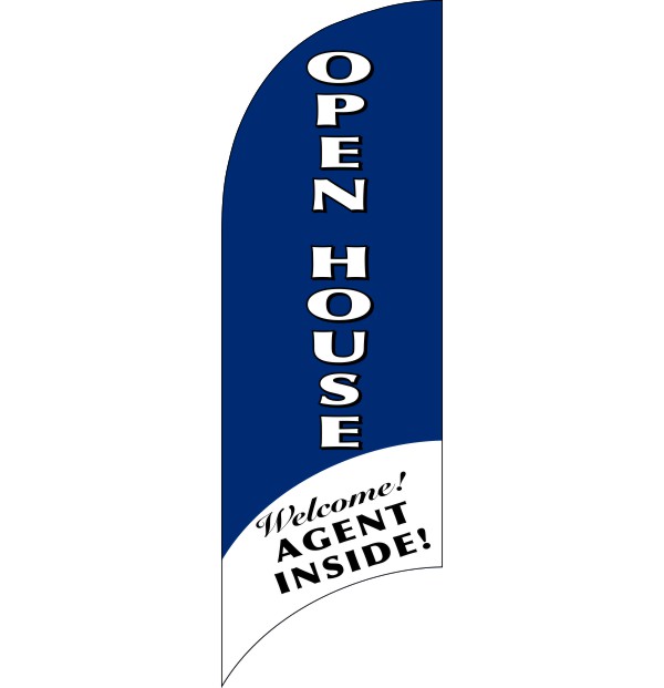 United Country Real Estate real estate open house agent inside feather flag only, 7-foot blue