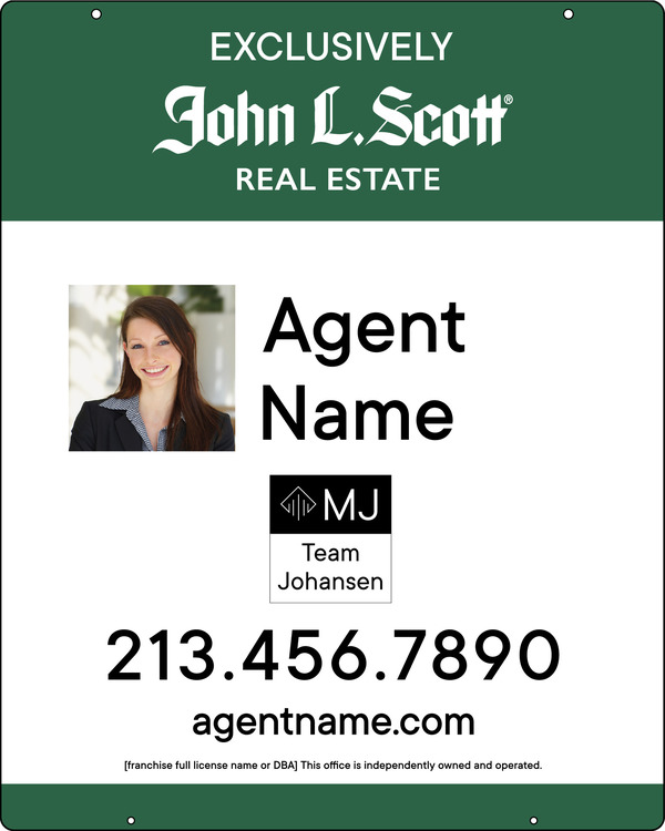 John L. Scott Hanging Agent Photo w/ Team Logo Sign Panel,  24 GA steel 30"h x 24"w