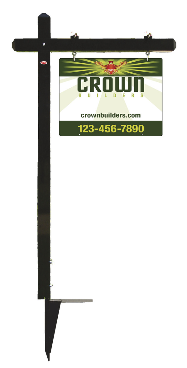 Job Site and Builders Aluminum Post and Sign Panel Unit, 18"h x 24"w, Black