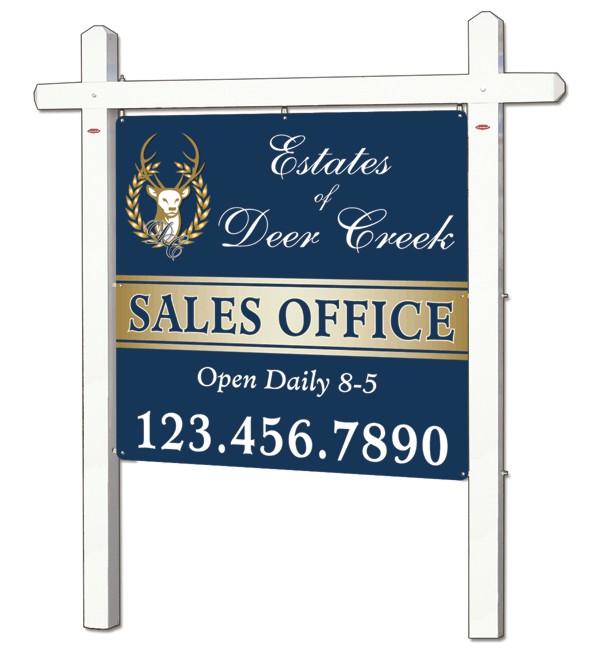 Job Site and Builders Aluminum Post and Commercial Sign Unit, 36"h x 36"w, White
