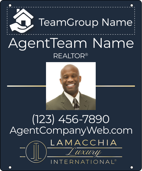 Lamacchia Agents Luxury Agent Team Group Name Photo w/ Logo Hanging Sign Panel, 24"h x 20"w, 3mm Aluminum Composite