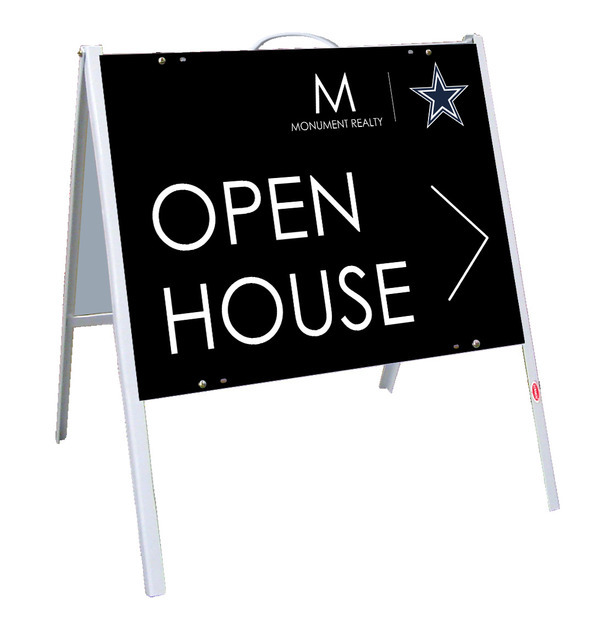 Monument Realty Angle Iron Frame and Open House w/ Star Sign Panel Unit, 18"h x 24"w, Poly