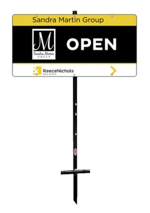 ReeceNichols T-stake and logo open sign panel unit, 24ga steel 12"h x 24"w