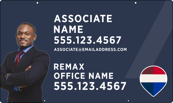 RE/MAX Hanging Associate Name w/ Cut Out Photo Sign Panel, 18"h x 30"w, 3mm Aluminum Composite