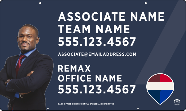 RE/MAX Hanging Associate Name, Team Name w/ Cut Out Photo Panel, 18"h x 30"w, .063 Aluminum