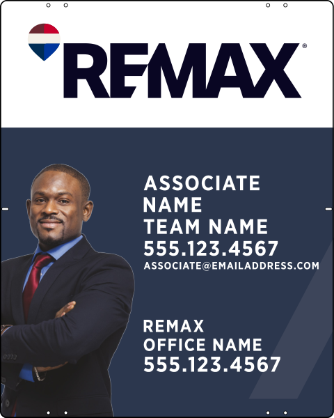 RE/MAX Associate Name, Team Name w/ Cut Out Photo Sign Panel, 30"h x 24"w, .040 Aluminum