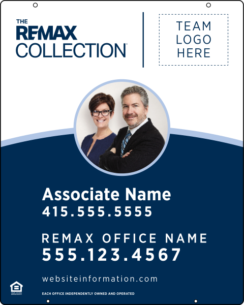 RE/MAX Hanging Associate Name w/ Photo & Logo Sign Panel, 30"h x 24"w, .063 Aluminum