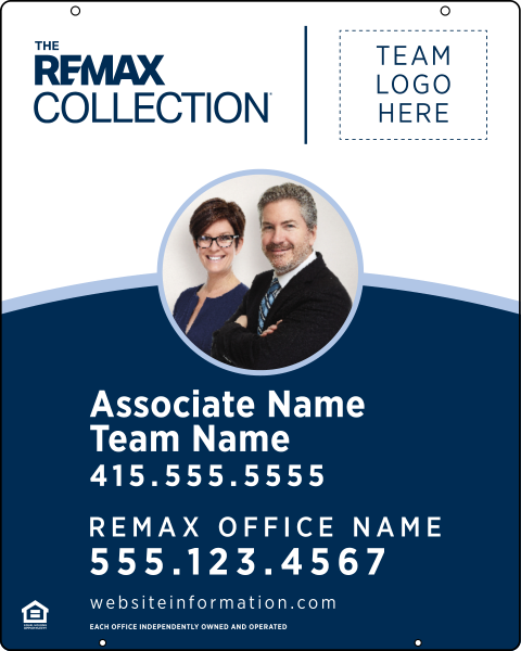 RE/MAX Reflective Collection Hanging Associate Name w/ Photo & Logo Sign Panel, 30"h x 24"w, Steel