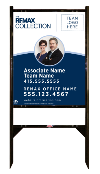 RE/MAX Angle Iron Frame and Collection Associate Name, Team Name w/ Photo & Logo Sign Unit,  30"h x 24"w, .040 Aluminum