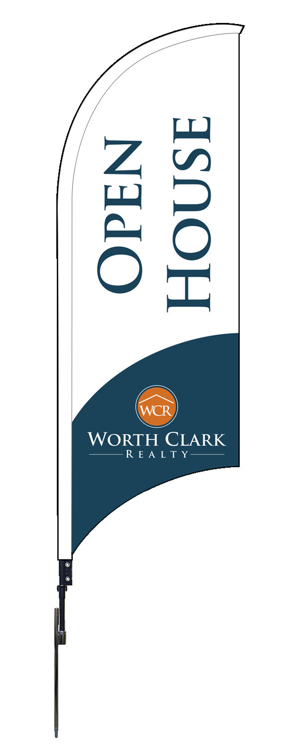 Worth Clark Real Estate Open House Feather Flag and Pole, 9-Foot - Double Face