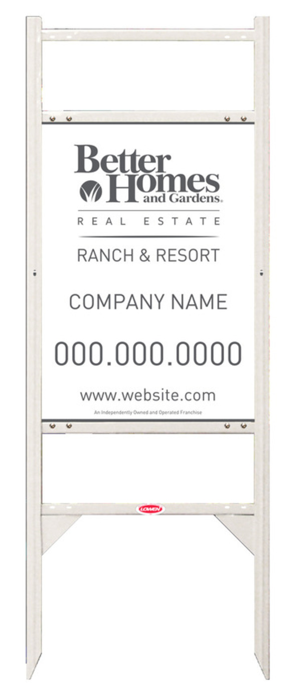 Ranch and Resort angle iron frame and sign panel unit with two rider inserts, 24 GA steel 24h x 18w