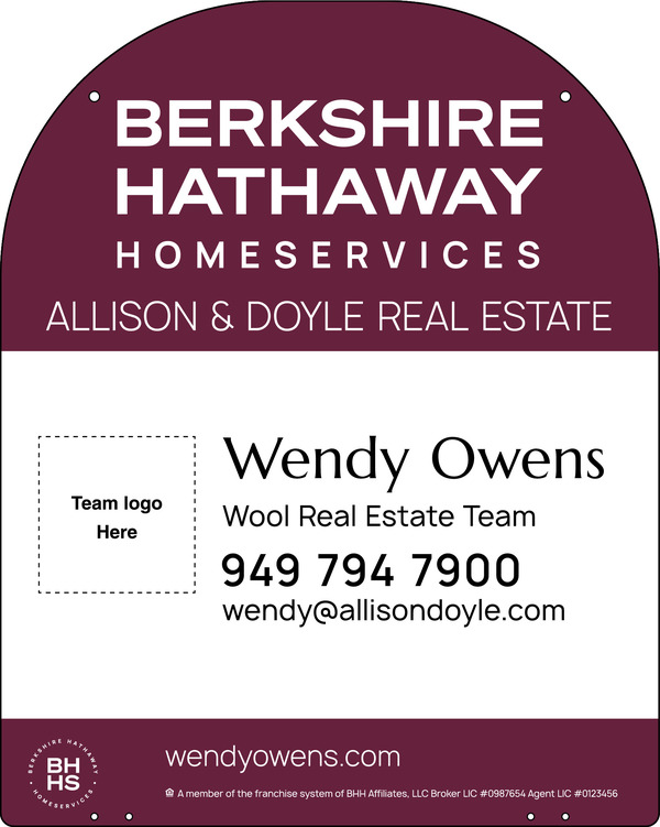 Reflective Hanging Yard Arm Dome Team Logo Sign Panel, 30h x 24w, 3mm Aluminum Composite
