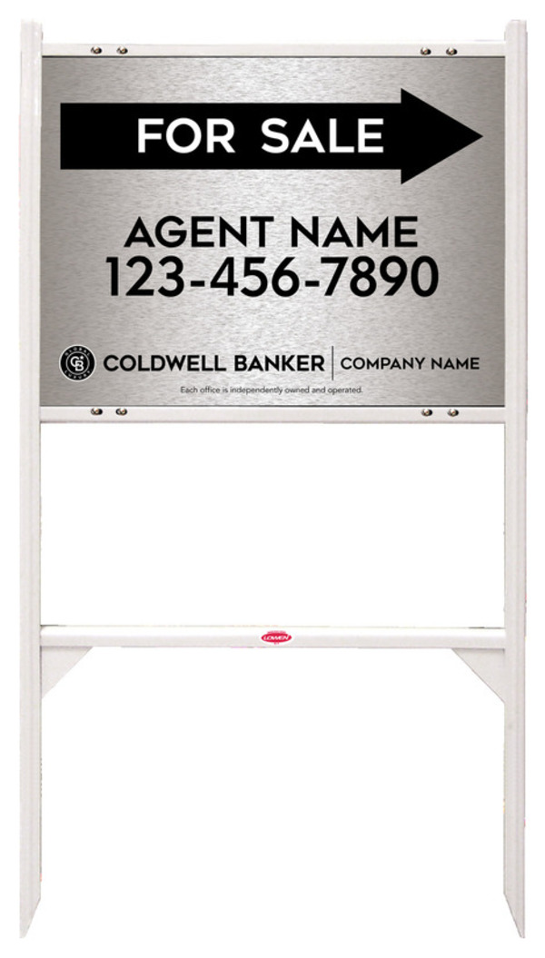 Angle Iron Frame and Agent For Sale Sign Panel Unit, 18h x 24w, Brushed Aluminum Composite
