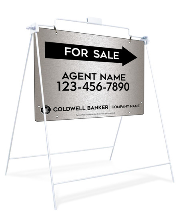 Swinging A-Frame and Agent For Sale Sign Panel Unit, 18h x 24w, Brushed Aluminum Composite