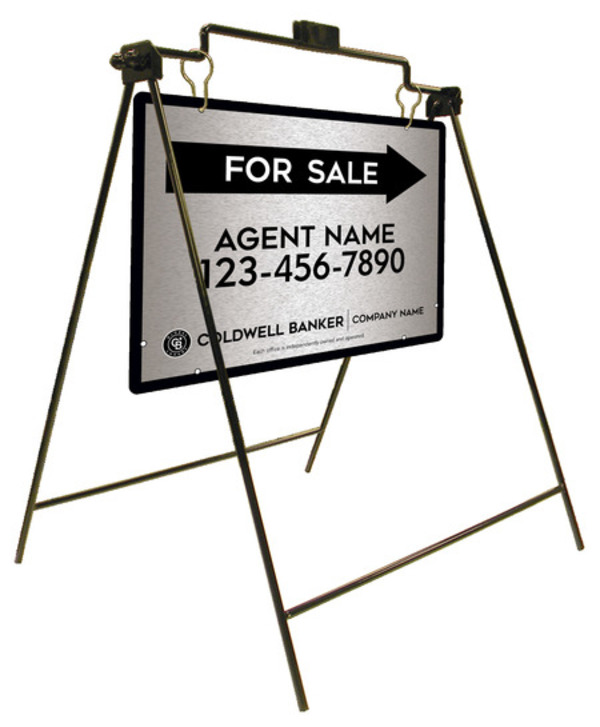 Swinging A-Frame and Agent For Sale Sign Panel Unit, 18h x 24w, Brushed Aluminum Composite