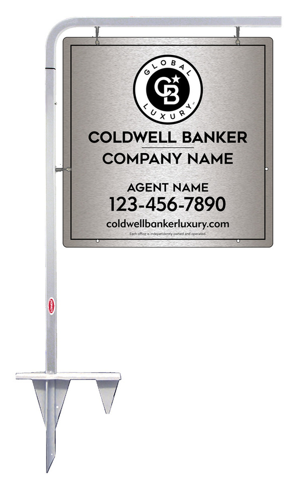 Tubular Stake and Agent Sign Panel Unit, 24h x 24w, Brushed Aluminum Composite