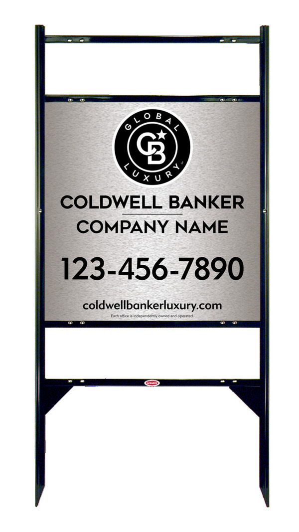Angle Iron Frame w 2 Rider Inserts and Office Sign Panel Unit, 24h x 24w, Brushed Aluminum Composite