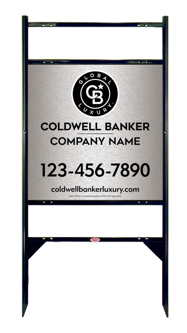 Angle Iron Frame w 2 Rider Inserts and Office Sign Panel Unit, 24h x 24w, Brushed Aluminum Composite