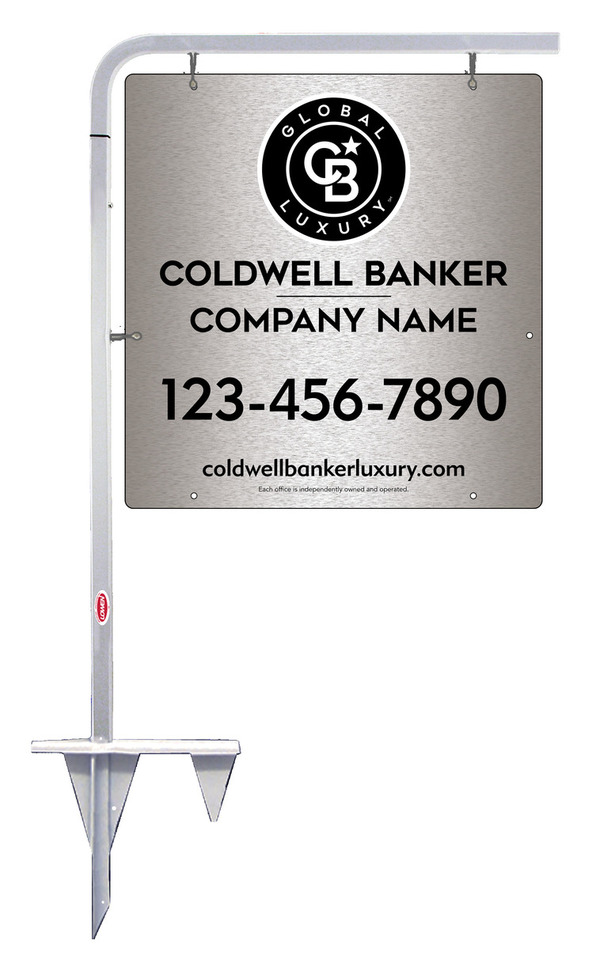 Tubular Stake and Office Sign Panel Unit, 25h x 24w, Brushed Aluminum Composite