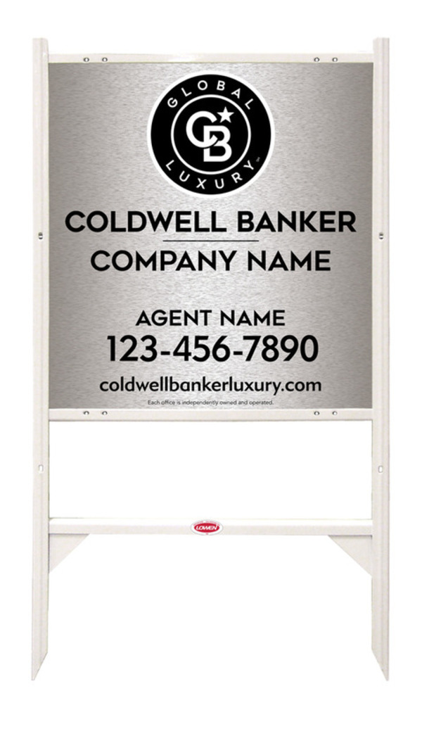 Angle Iron Frame and Agent Sign Panel Unit, 25h x 24w, Brushed Aluminum Composite