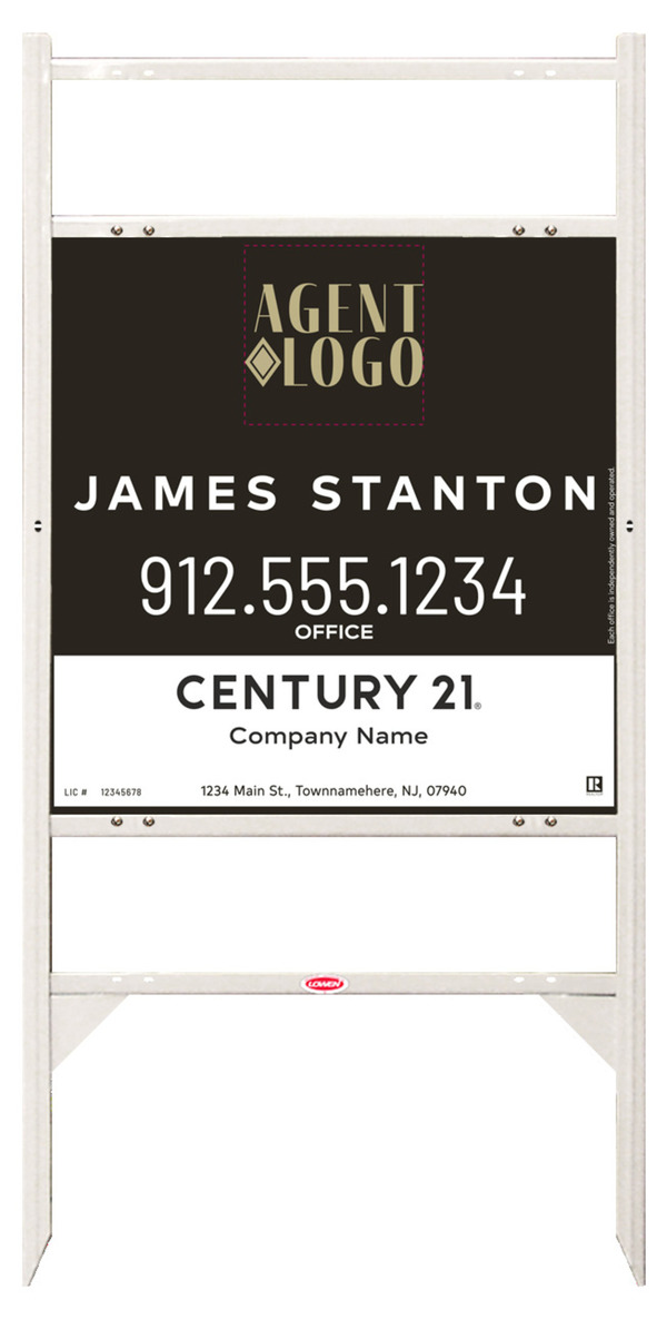 Thor Frame Unit 24x24 Aluminum Agent Logo Centric White - Century 21 | Lowen Sign