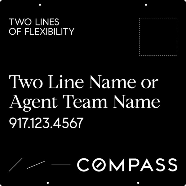 Hanging Two Line Agent Name Sign Panel, 30h x 30w, Aluminum Composite - Vertical Logo
