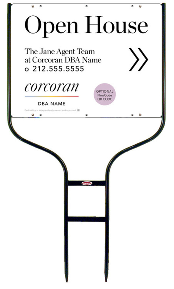 Directional Round Rod Frame and Team Name Open House w QR Flowcode Sign Panel Unit, 18h x 24w,Steel